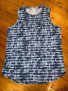 Athleta Breezy Tank XL tall Blue & White Tie-Dye Muscle Tank